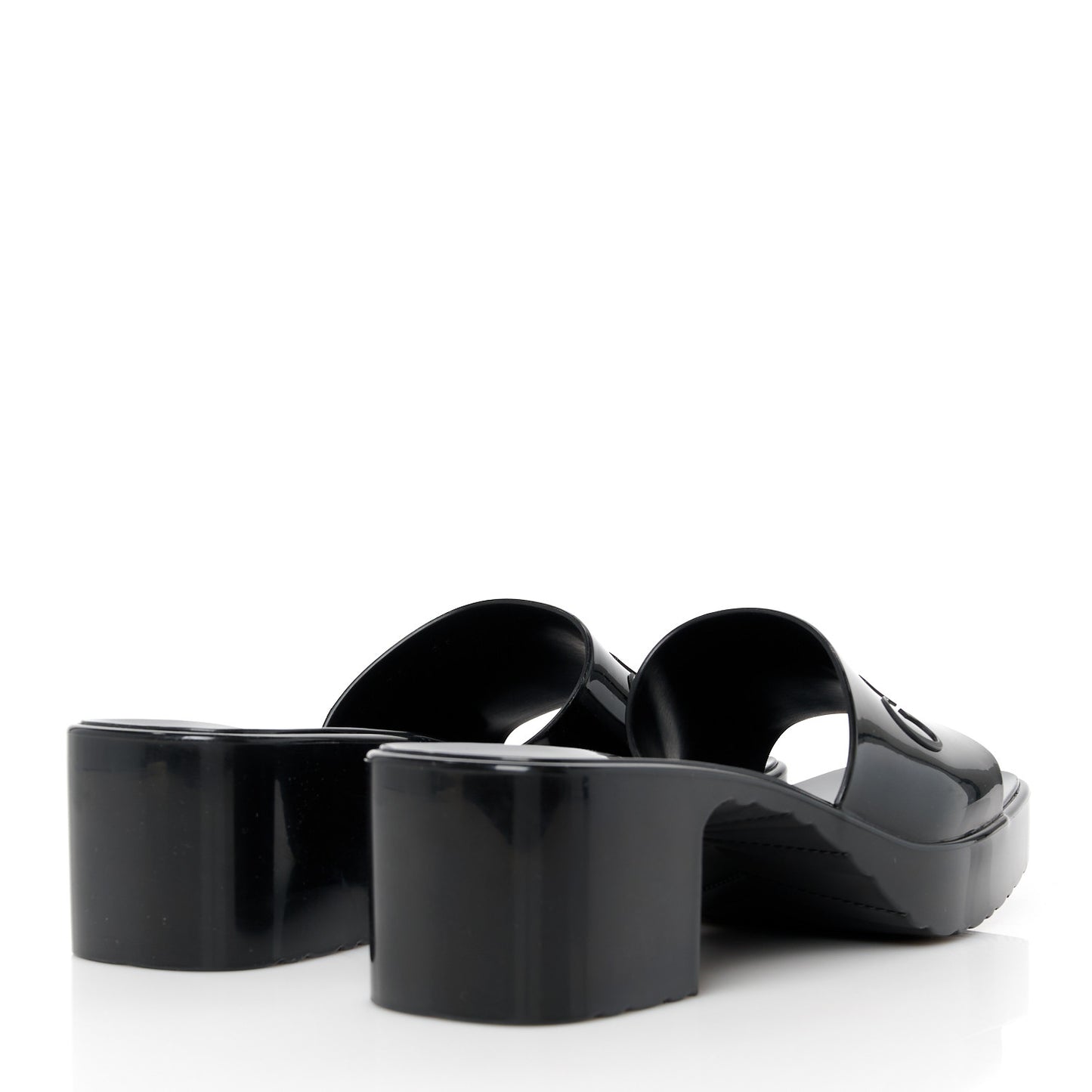 Rubber Gucci Logo Womens Platform 20/60mm Slide Sandals 38 Black