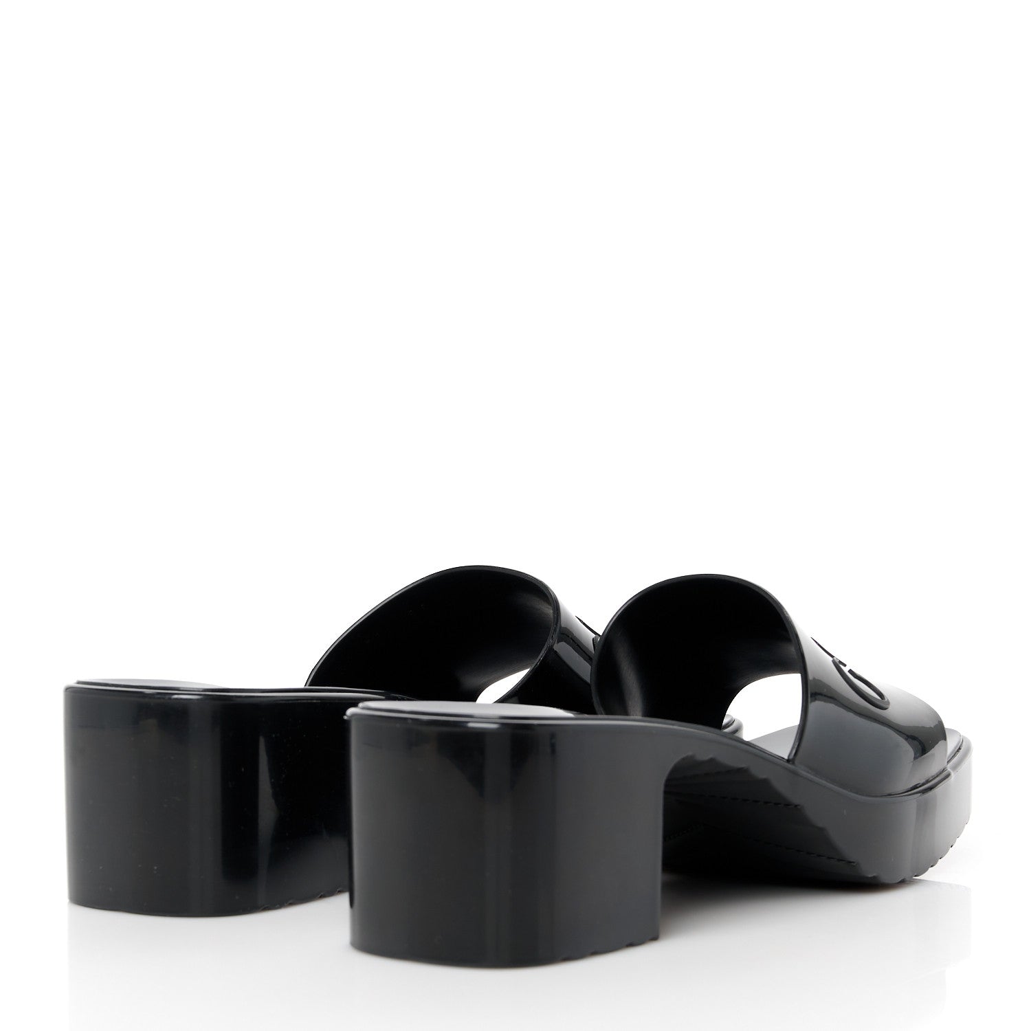 Gucci Rubber Gucci Logo Womens Platform 20/60mm Slide Sandals 38 Black 4 of 9