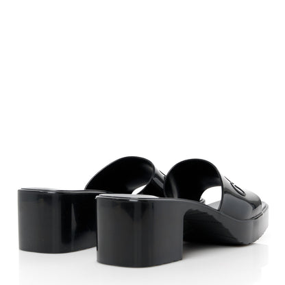 Gucci Rubber Gucci Logo Womens Platform 20/60mm Slide Sandals 38 Black 4 of 9