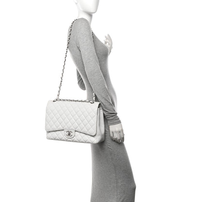 Chanel Caviar Quilted Maxi Double Flap White 2 of 12