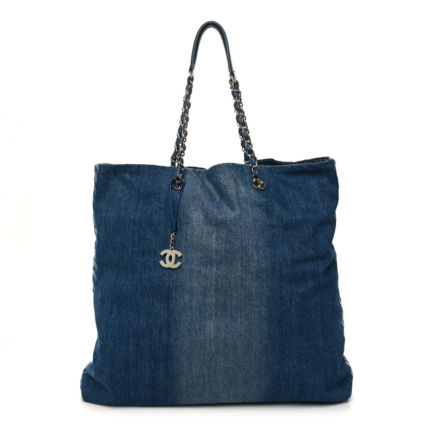 Denim Printed Shopping Bag Blue
