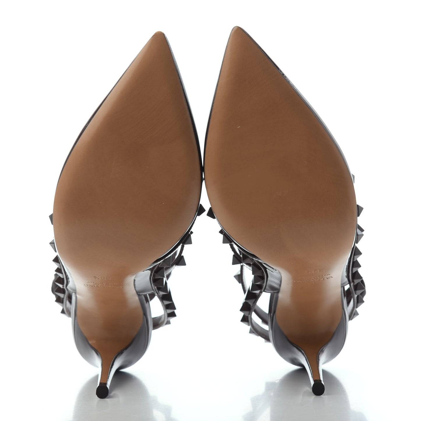 Patent Monochrome Rockstud Ankle Strap 100mm Pumps 39.5 Fondant