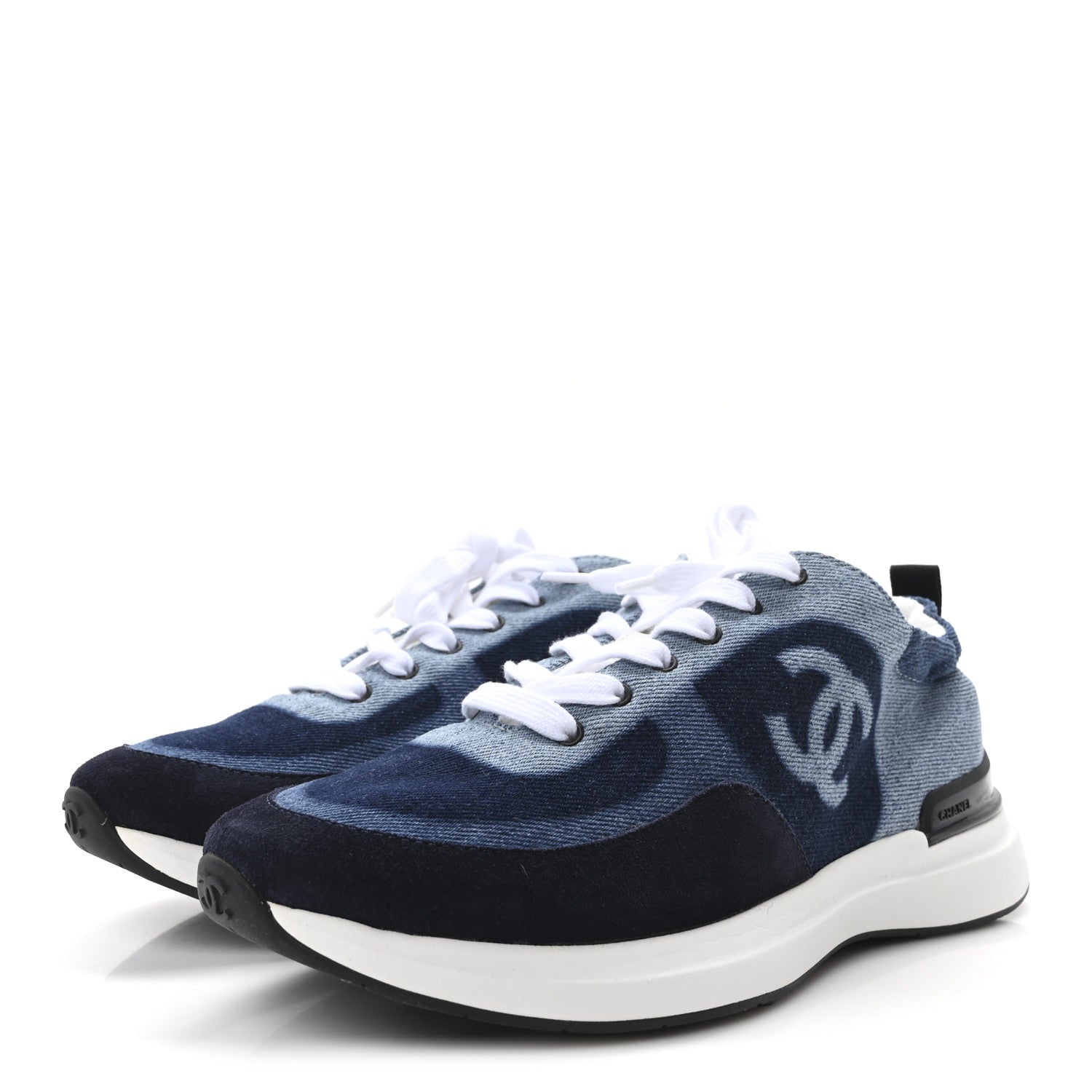 Chanel Denim Suede Calfskin Womens CC Sneakers 39 Dark Blue 4 of 9