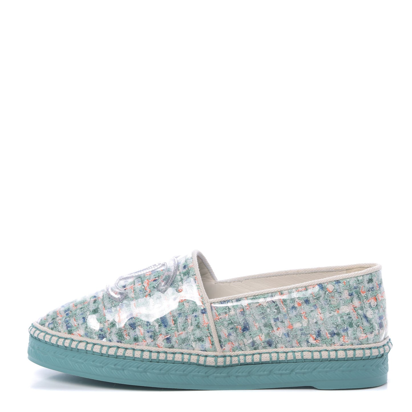 PVC Tweed CC Espadrilles 37 Green Multicolor