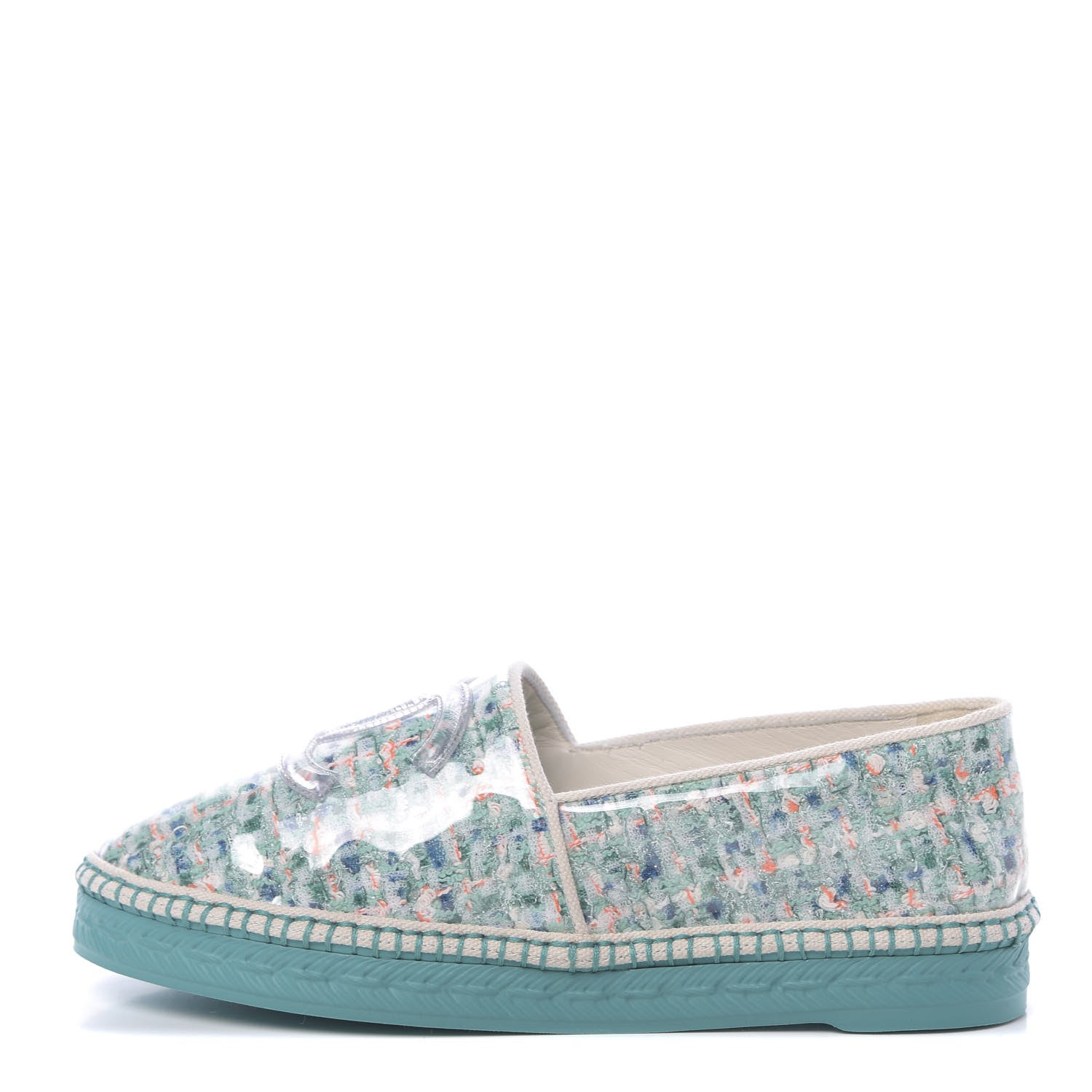 Chanel PVC Tweed CC Espadrilles 37 Green Multicolor 1 of 8