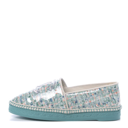 Chanel PVC Tweed CC Espadrilles 37 Green Multicolor 1 of 8
