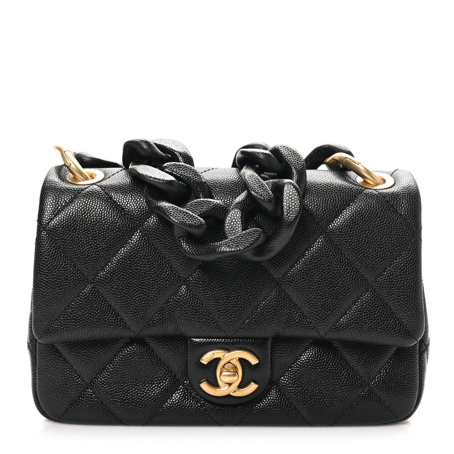 Caviar Quilted Funky Match Mini Flap Black