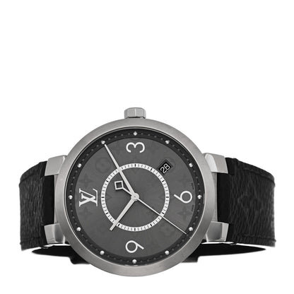 Louis Vuitton Stainless Steel Monogram Eclipse 39mm Tambour Slim Quartz Watch 2 of 5