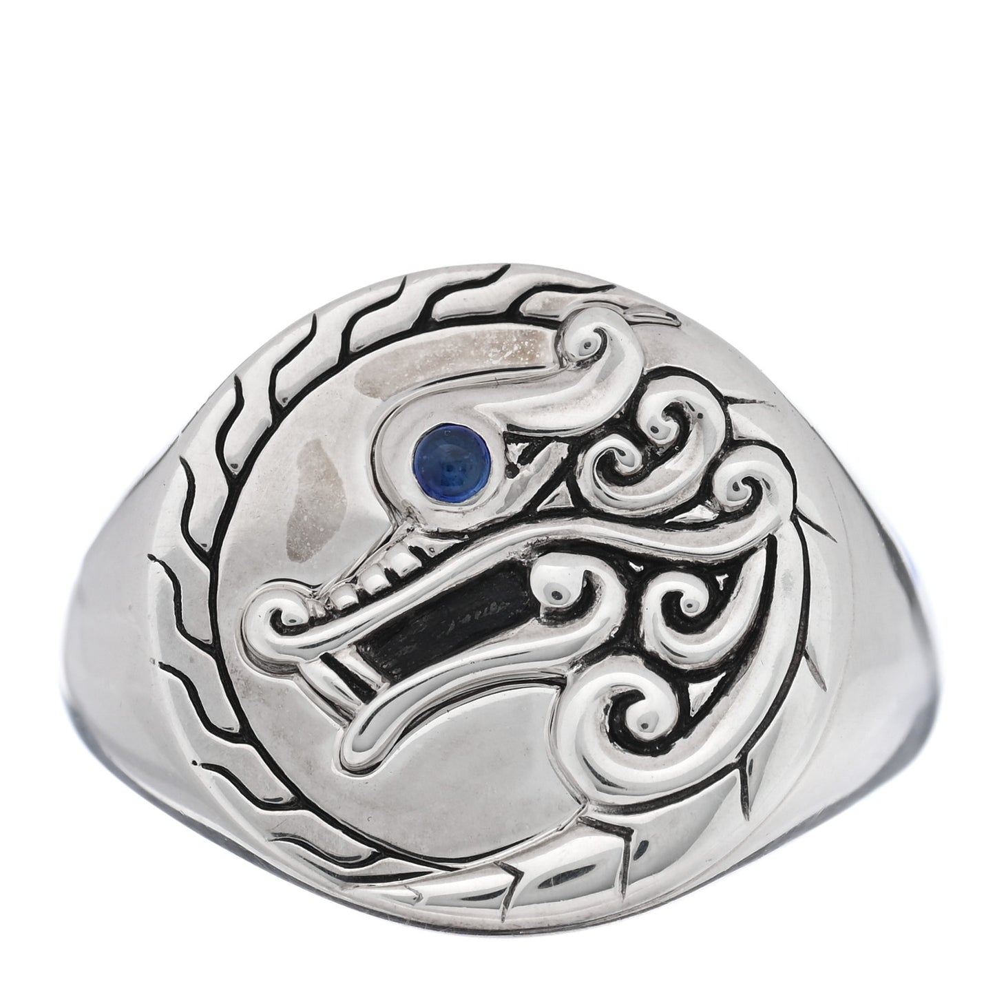 Sterling Silver Sapphire Legends Naga Dragon Signet Ring 57 8