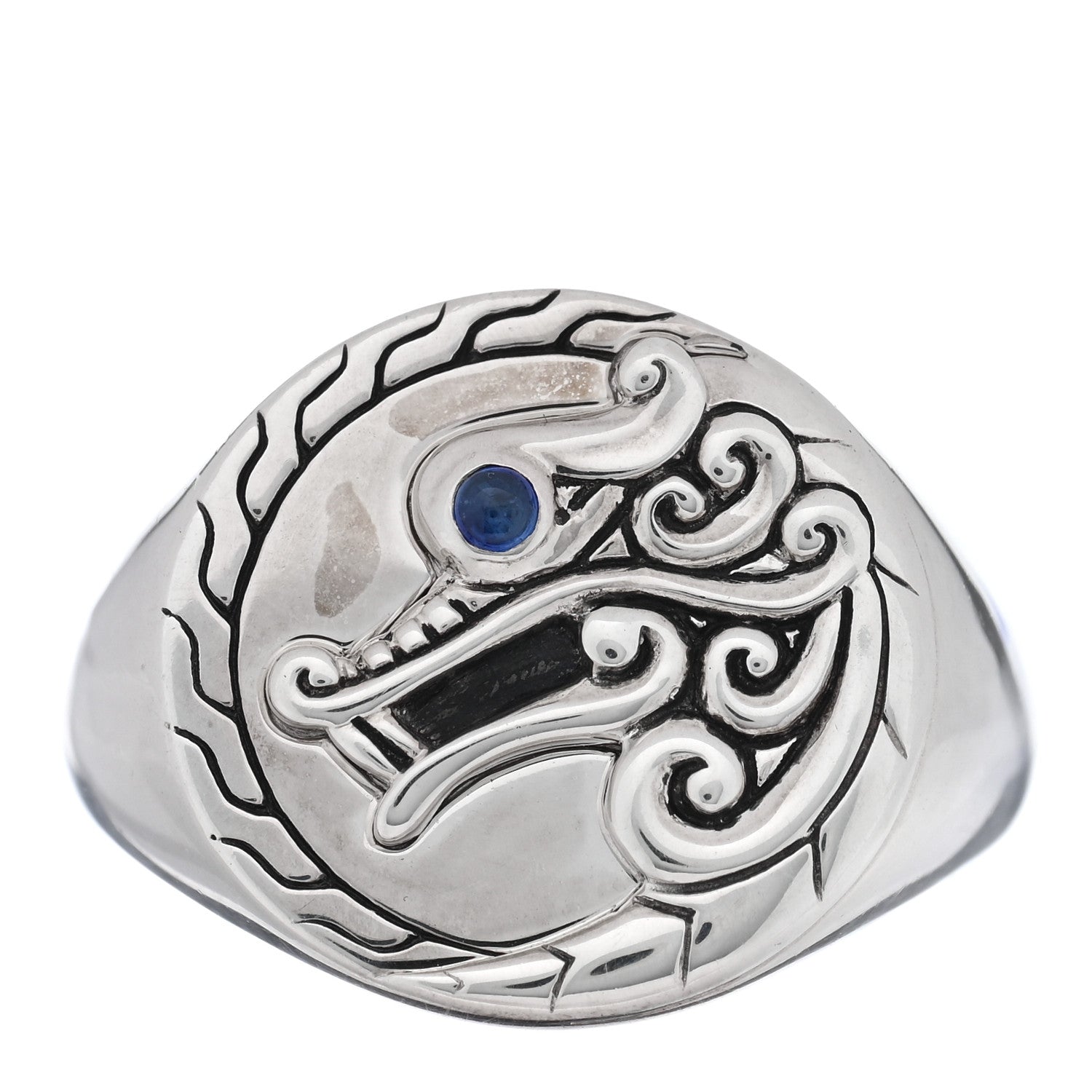 John Hardy Sterling Silver Sapphire Legends Naga Dragon Signet Ring 57 8 1 of 5