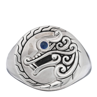 John Hardy Sterling Silver Sapphire Legends Naga Dragon Signet Ring 57 8 1 of 5