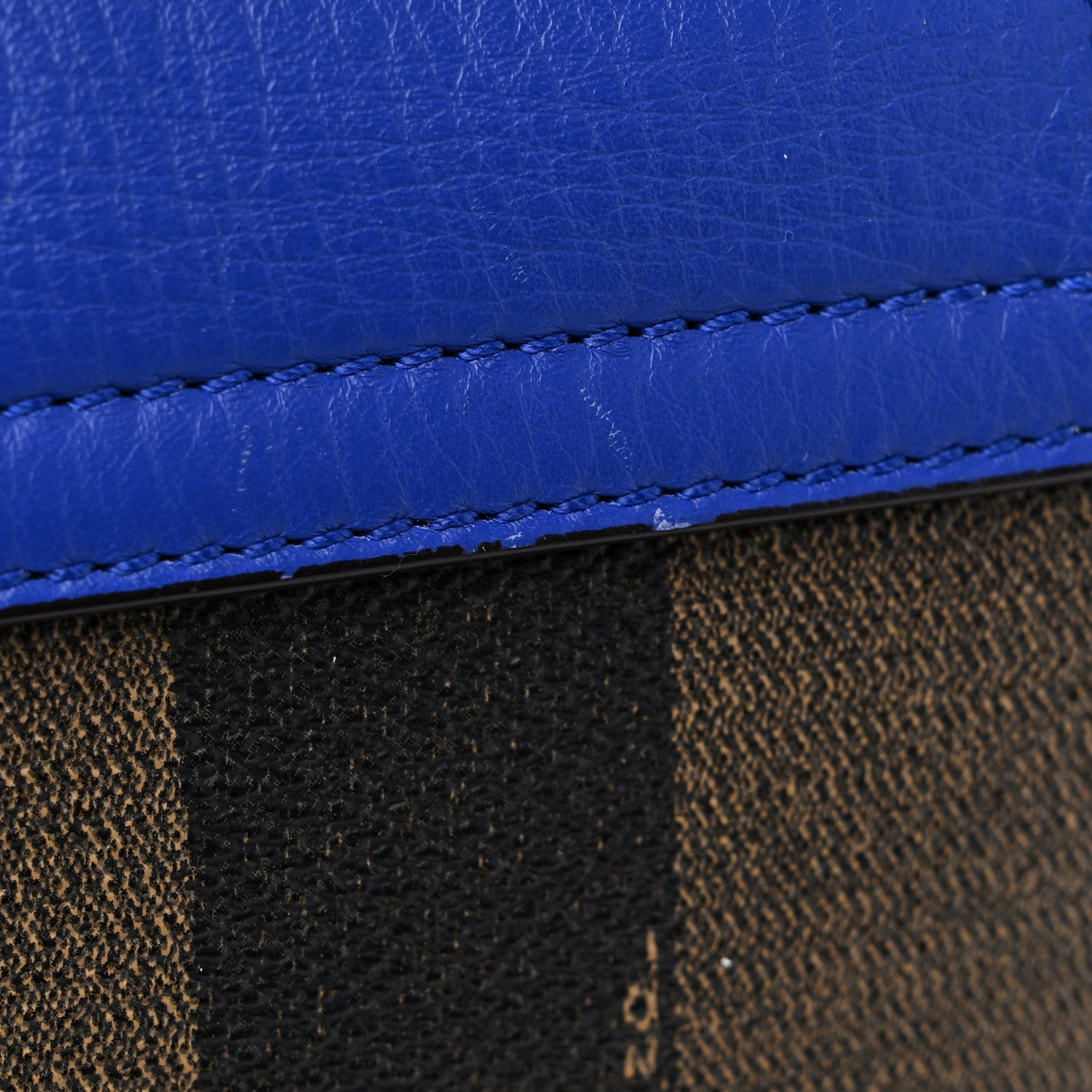 Fendi Pequin Spalmati Vitello Flamingo Shoulder Bag Tobacco Blue Neon 17 of 17