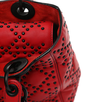 Christian Dior Lambskin Cannage Studded Medium Supple Lady Dior Red Black 14 of 17