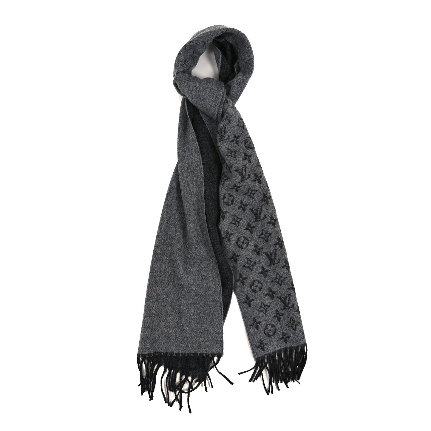 Cashmere Wool Monogram Gradient Scarf Medium Grey