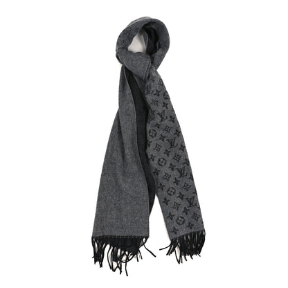 Louis Vuitton Cashmere Wool Monogram Gradient Scarf Medium Grey 1 of 3