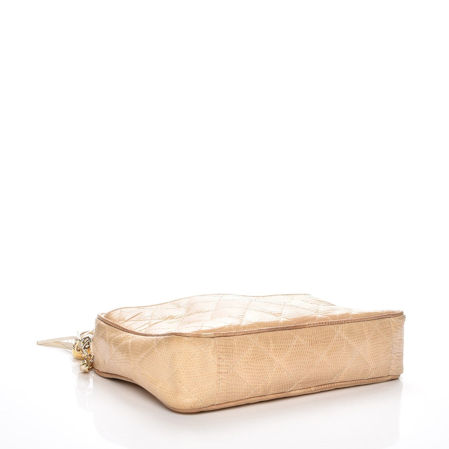 Lizard Quilted Tassel Camera Case Beige