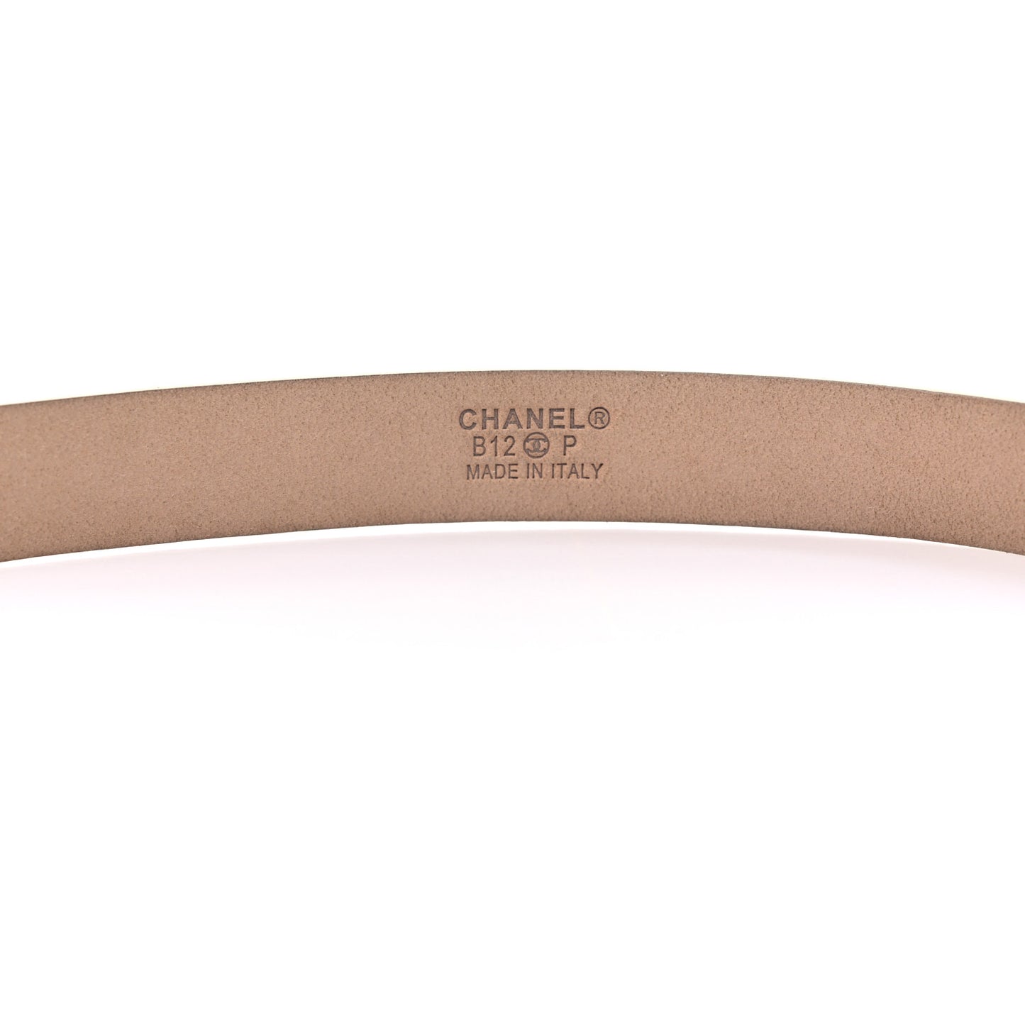 Pearlized Snakeskin CC Logo Skinny Belt 85 34 Beige