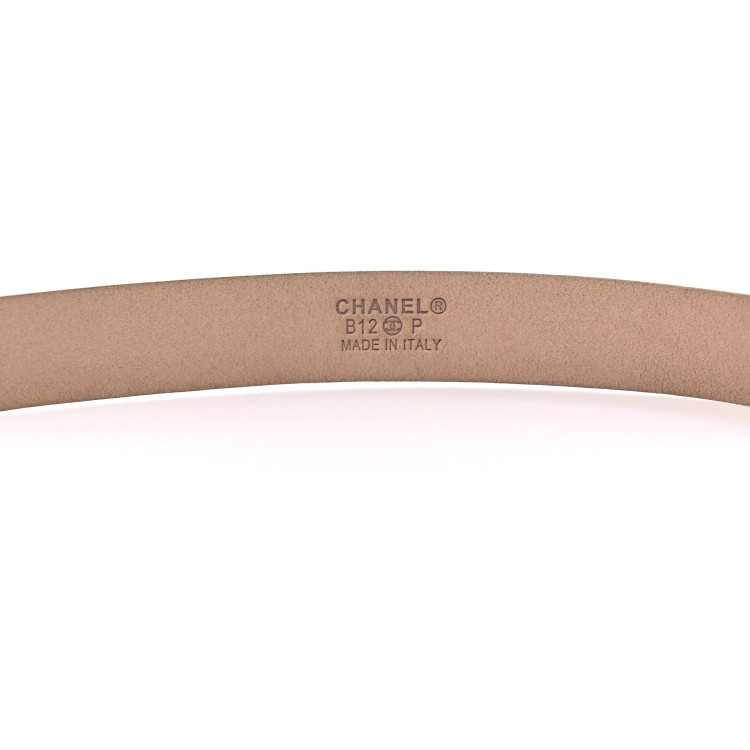 Chanel Pearlized Snakeskin CC Logo Skinny Belt 85 34 Beige 4 of 6