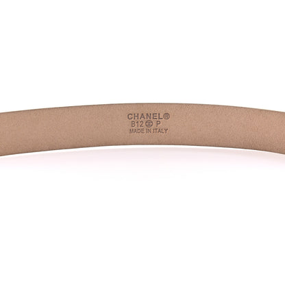 Chanel Pearlized Snakeskin CC Logo Skinny Belt 85 34 Beige 4 of 6