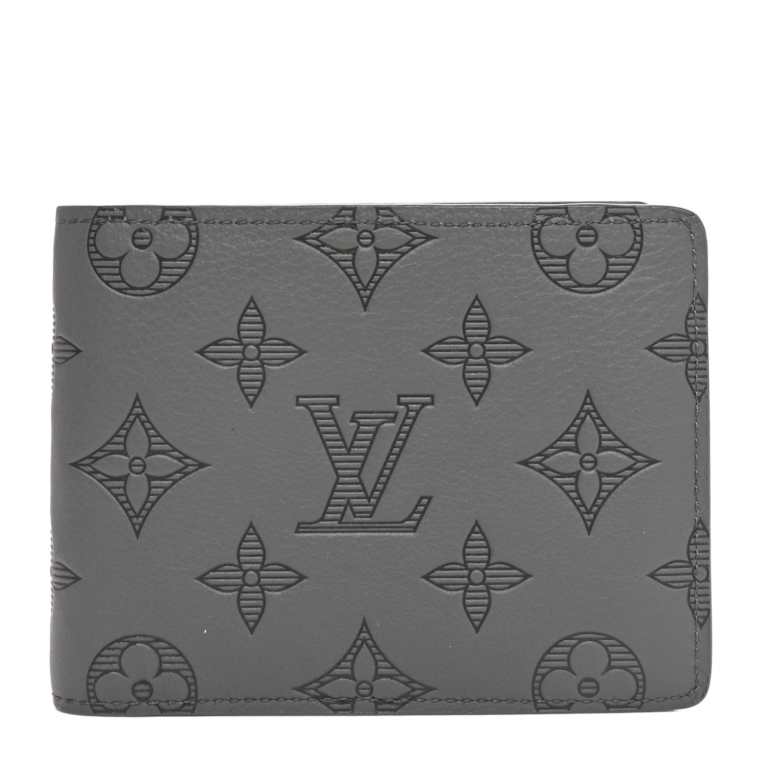 Louis Vuitton Calfskin Monogram Shadow Multiple Wallet Anthracite Gray 1 of 8