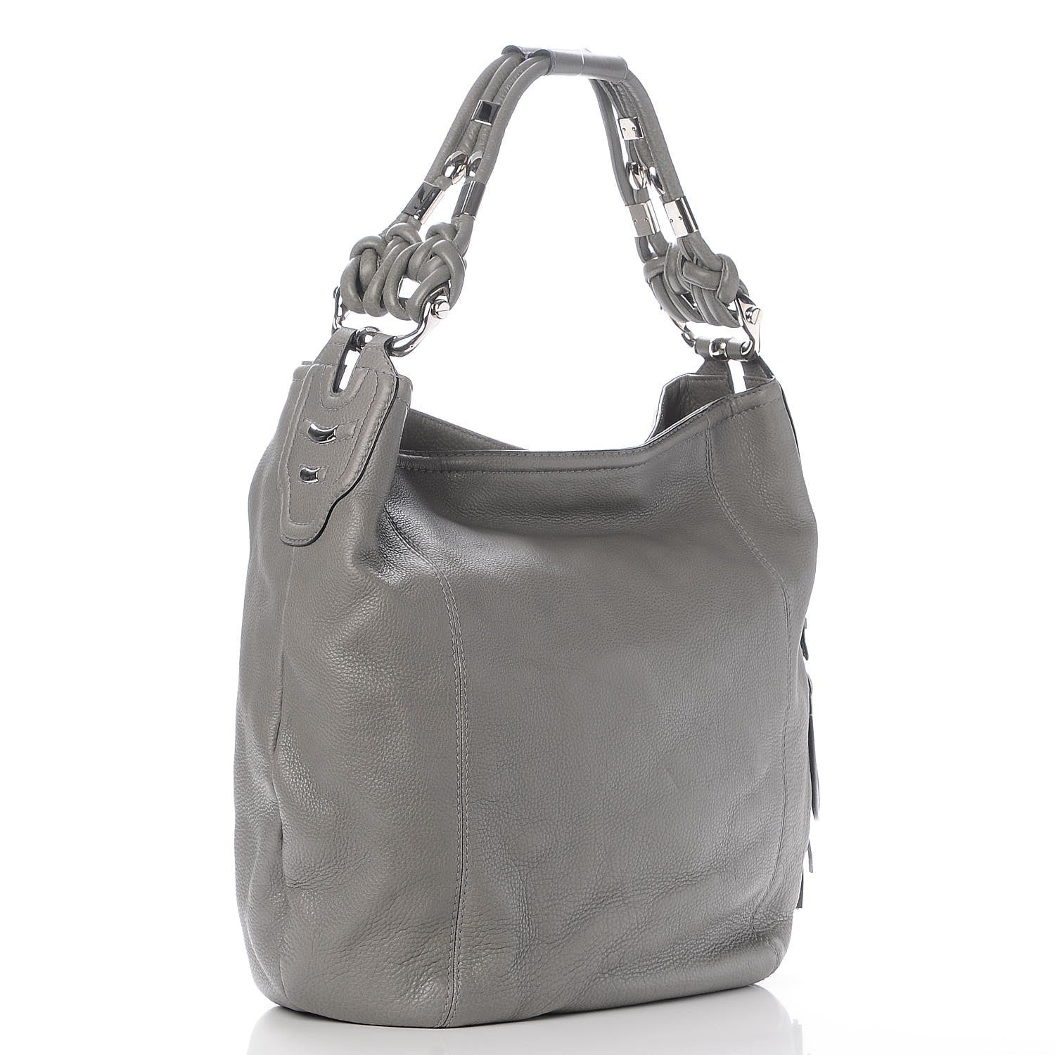 Gucci Calfskin Large Techno Horsebit Hobo Grey 3 of 7