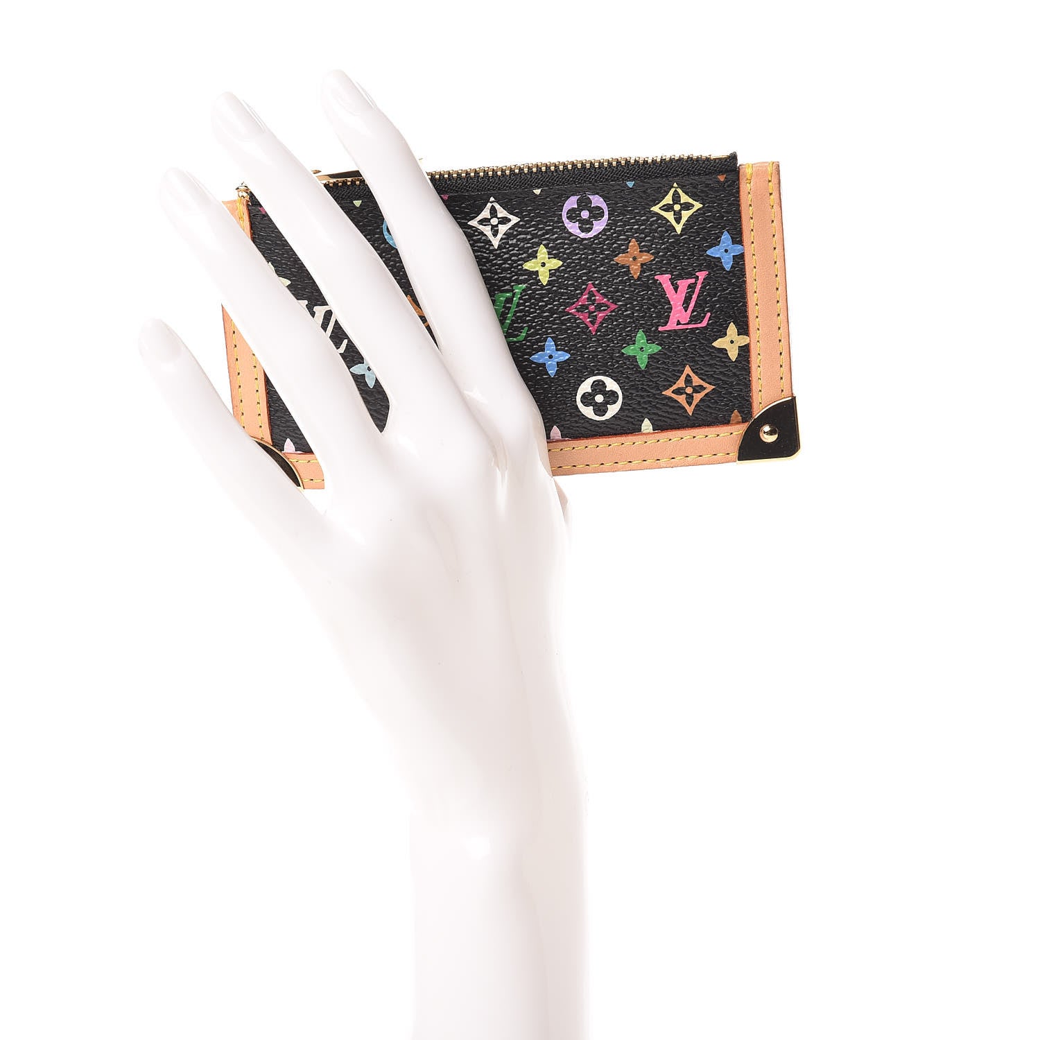 Louis Vuitton Monogram Multicolor Key Pouch Black 2 of 8