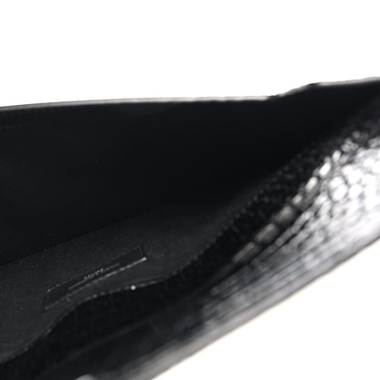Saint Laurent Calfskin Crocodile Embossed Uptown Monogram Pouch Black 5 of 8