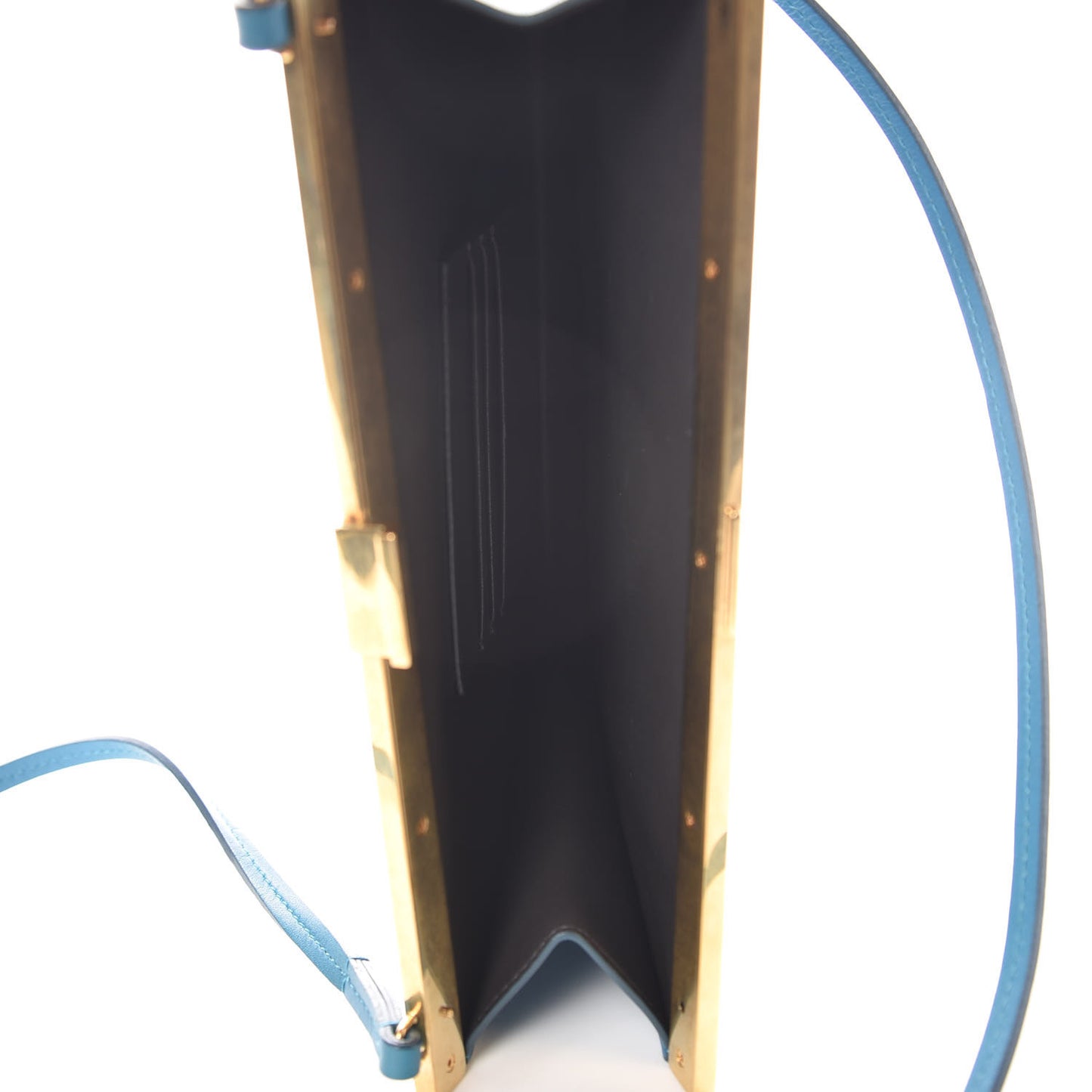Smooth Calfskin Mini Clasp Bag Teal Blue