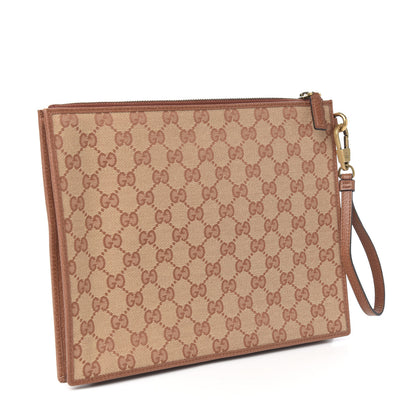 Gucci X MLB GG Monogram NY Yankees Zip Wristlet Pouch Beige Ruggine Ivory 2 of 6