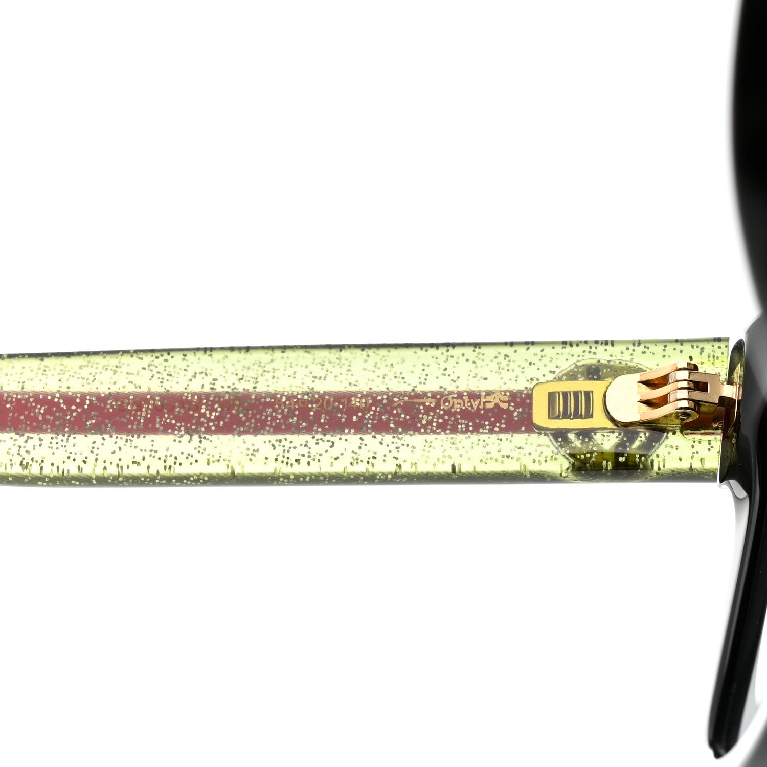 Gucci Acetate Square Frame Web Glitter Sunglasses GG0034S Black Green 5 of 8