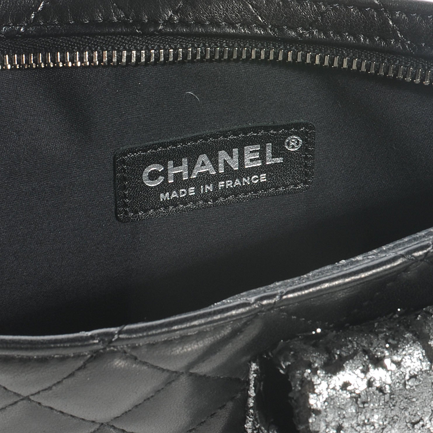 Chanel Lambskin Mineral Nights Pochette Wristlet Silver Black 5 of 7