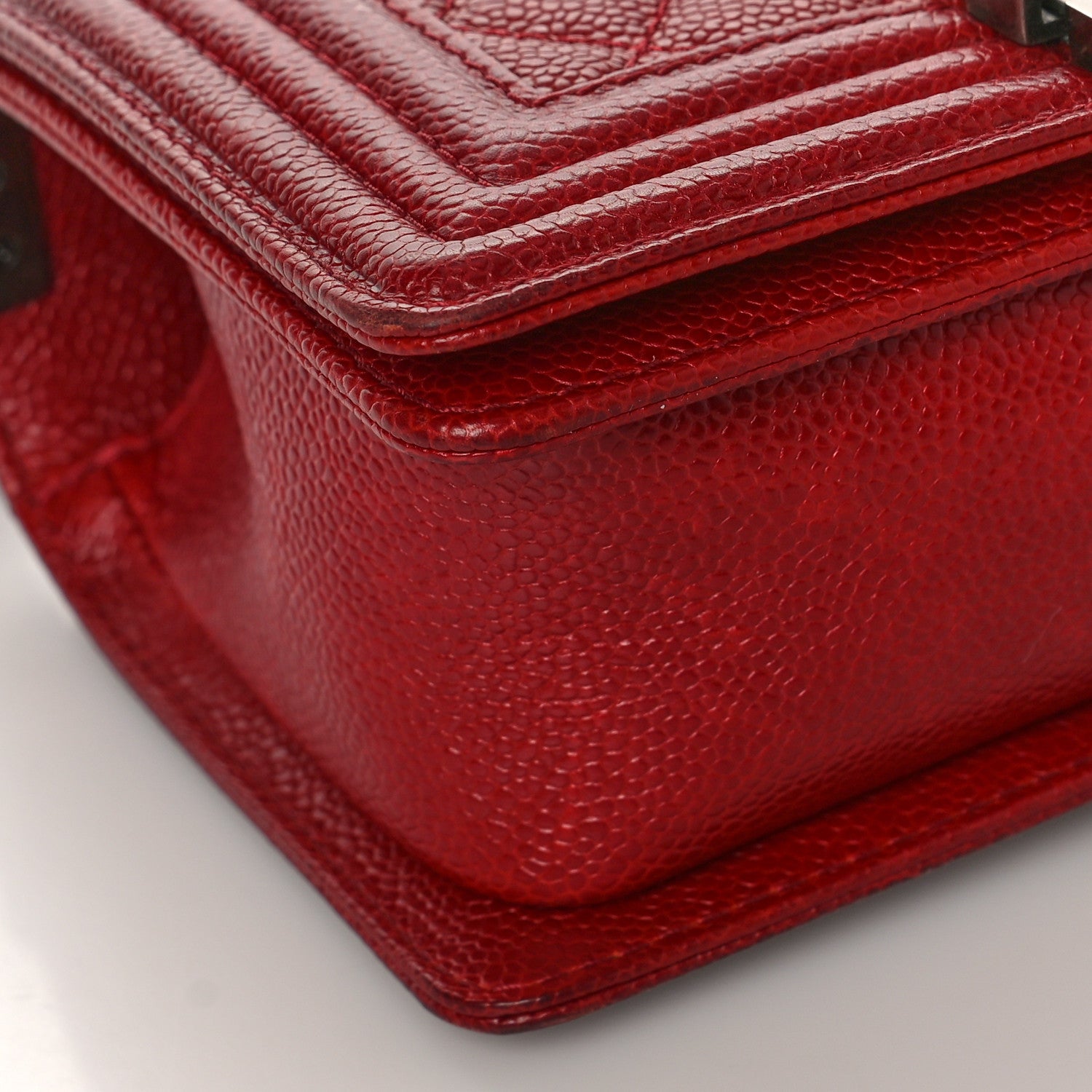 Chanel Caviar Quilted Small Boy Flap Dark Red 8 of 9