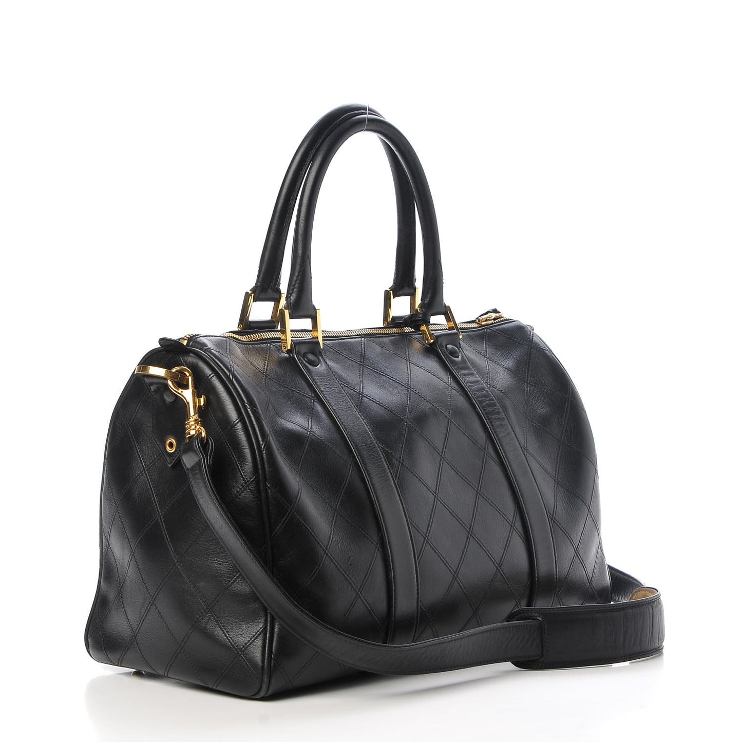 Calfskin Stitched CC Boston Black