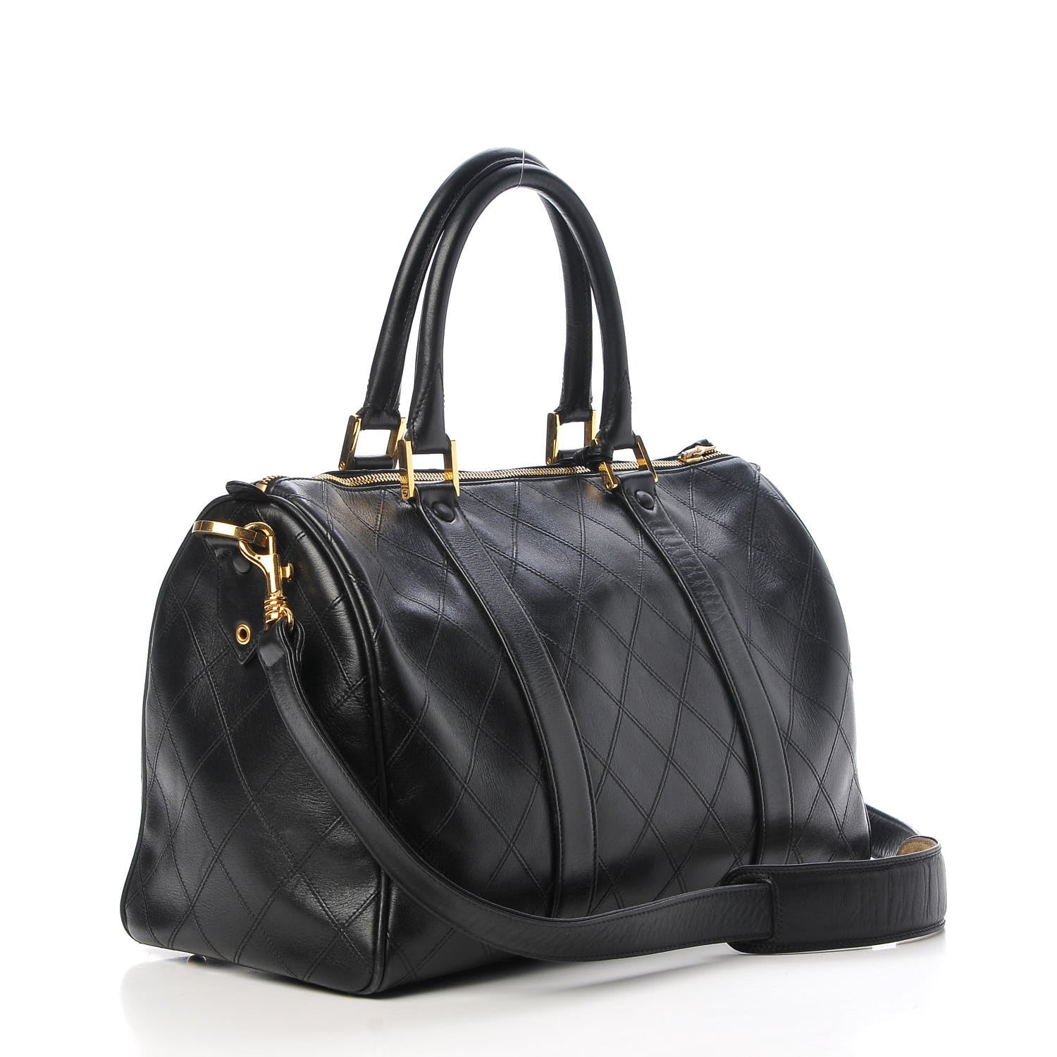 Chanel Calfskin Stitched CC Boston Black 4 of 13