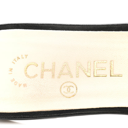 Chanel Pearl Embroidery CC Mules 38.5 Black White 11 of 12