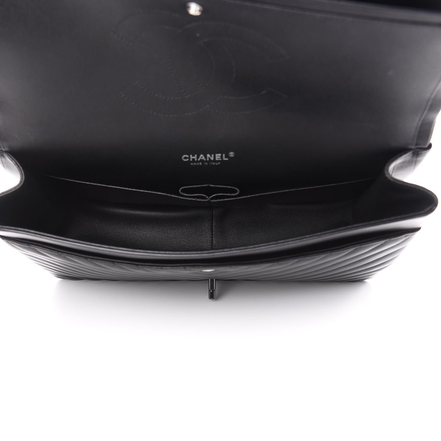 Lambskin Chevron Quilted Maxi Double Flap So Black