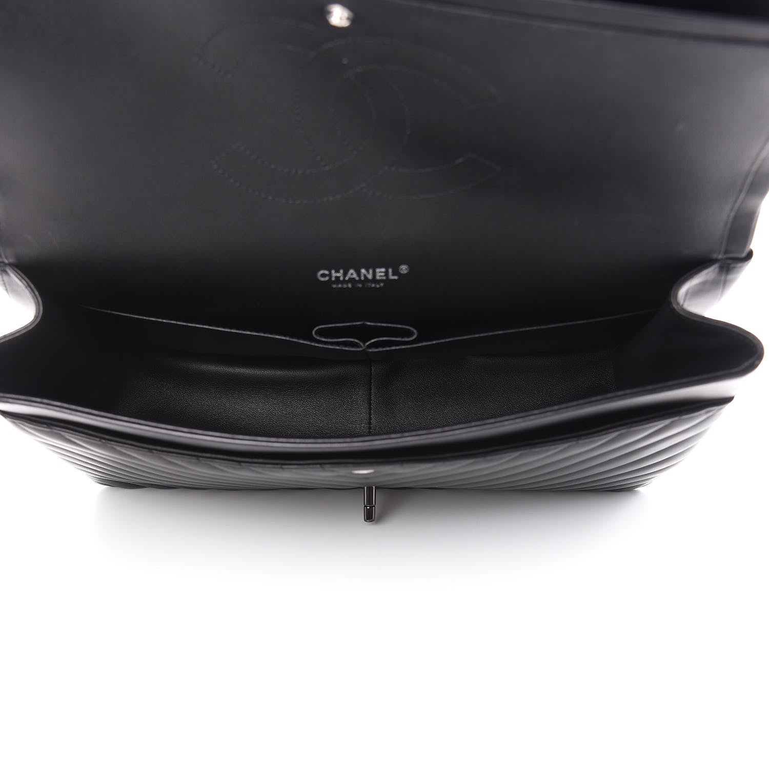 Chanel Lambskin Chevron Quilted Maxi Double Flap So Black 5 of 14