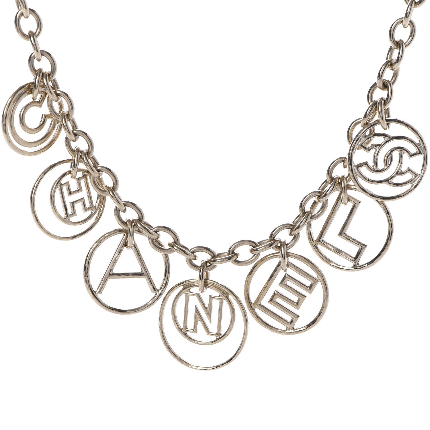 Chanel Metal Hoop Cuba Logo Necklace Gold 4 of 6