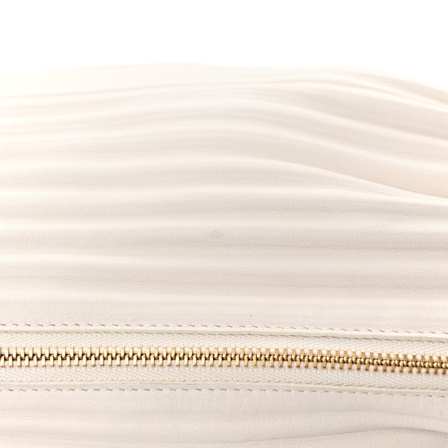 Lambskin Pleated Bracelet Pouch Shoulder Bag White