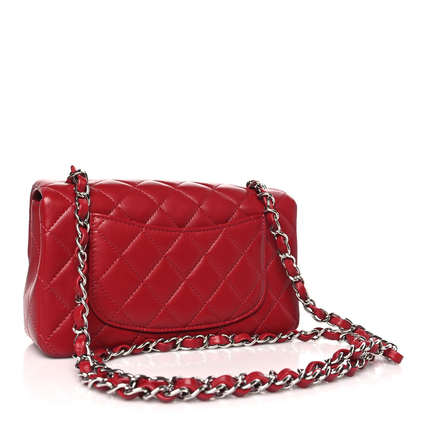 Chanel Lambskin Quilted Mini Rectangular Flap Red 3 of 12