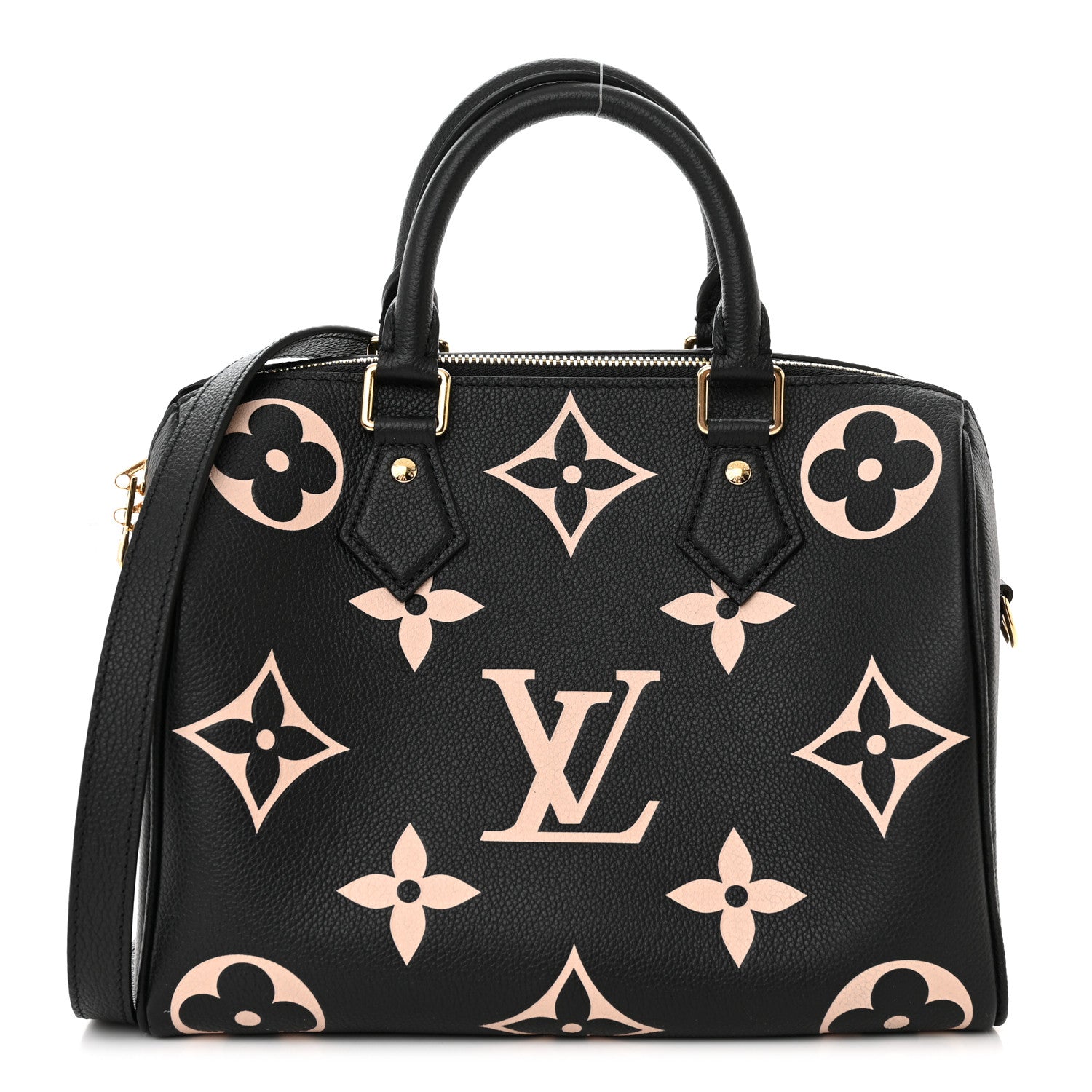 Louis Vuitton Empreinte Monogram Giant Speedy Bandouliere 25 Black Beige 1 of 9