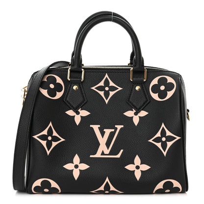 Louis Vuitton Empreinte Monogram Giant Speedy Bandouliere 25 Black Beige 1 of 9