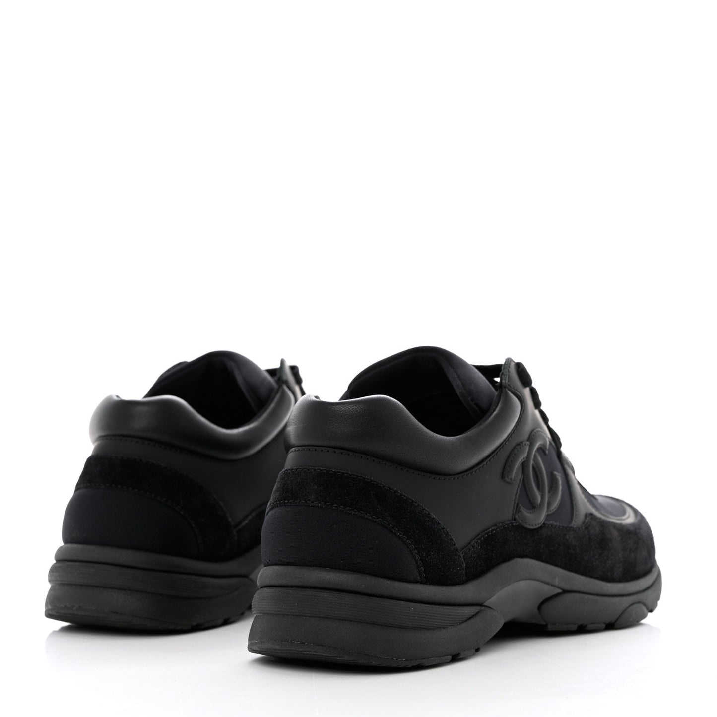 Fabric Calfskin Suede CC Sneakers 39 Black