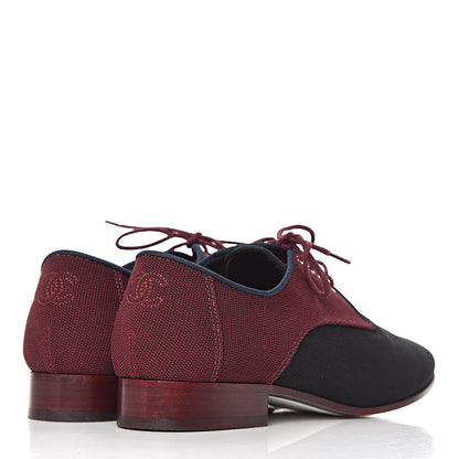 Chanel Fabric Lace Up CC Oxfords 36.5 Burgundy Black 4 of 11