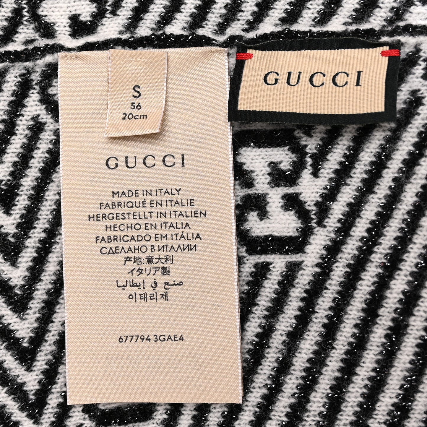 Wool GG Monogram Diagogy Beanie Hat S Black Ivory