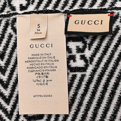 Gucci Wool GG Monogram Diagogy Beanie Hat S Black Ivory 5 of 5