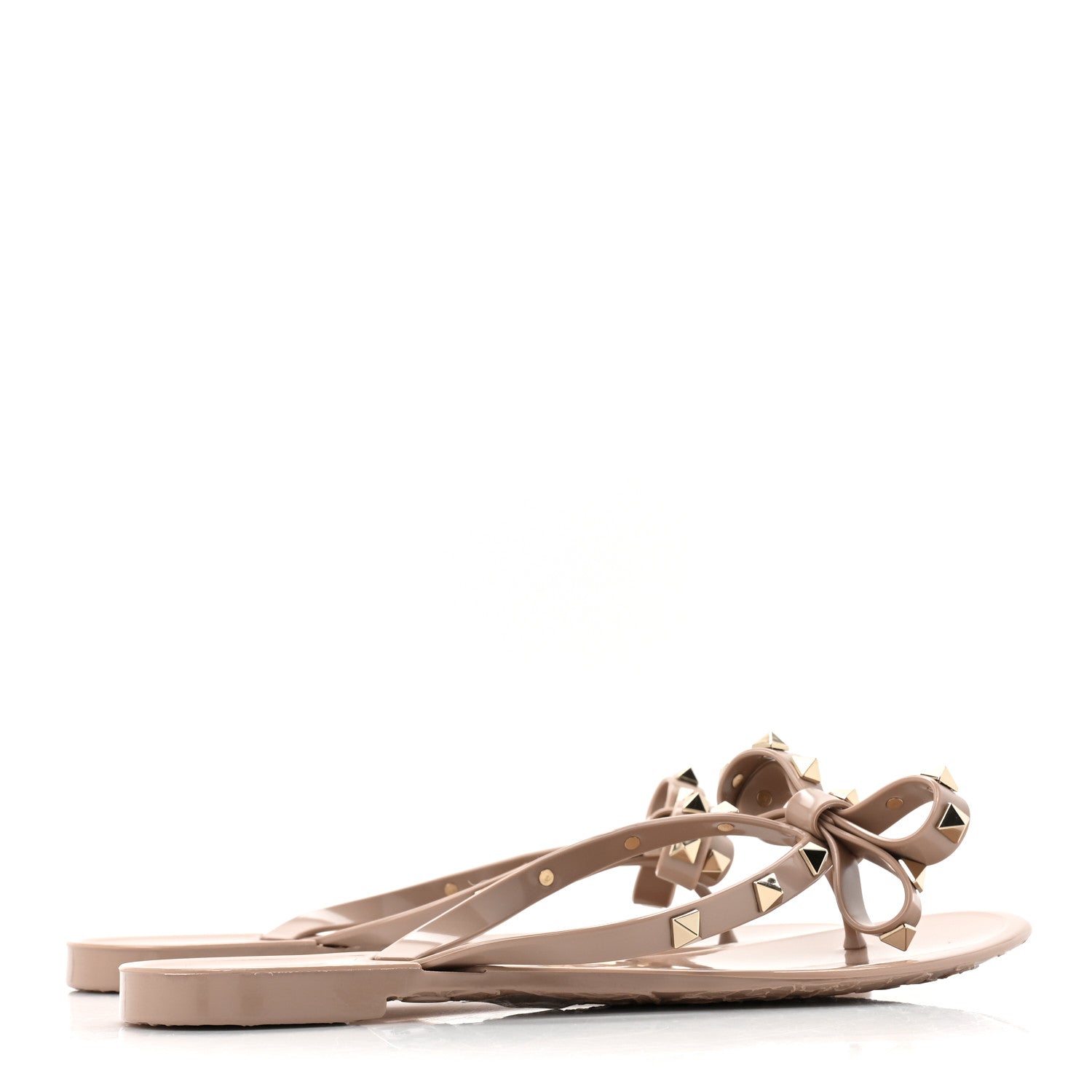 Valentino Garavani PVC Jelly Rockstud Bow Thong Sandals 38 Poudre 4 of 8