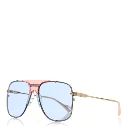 Gucci Metal Square Frame Sunglasses GG0739S Blue 1 of 9