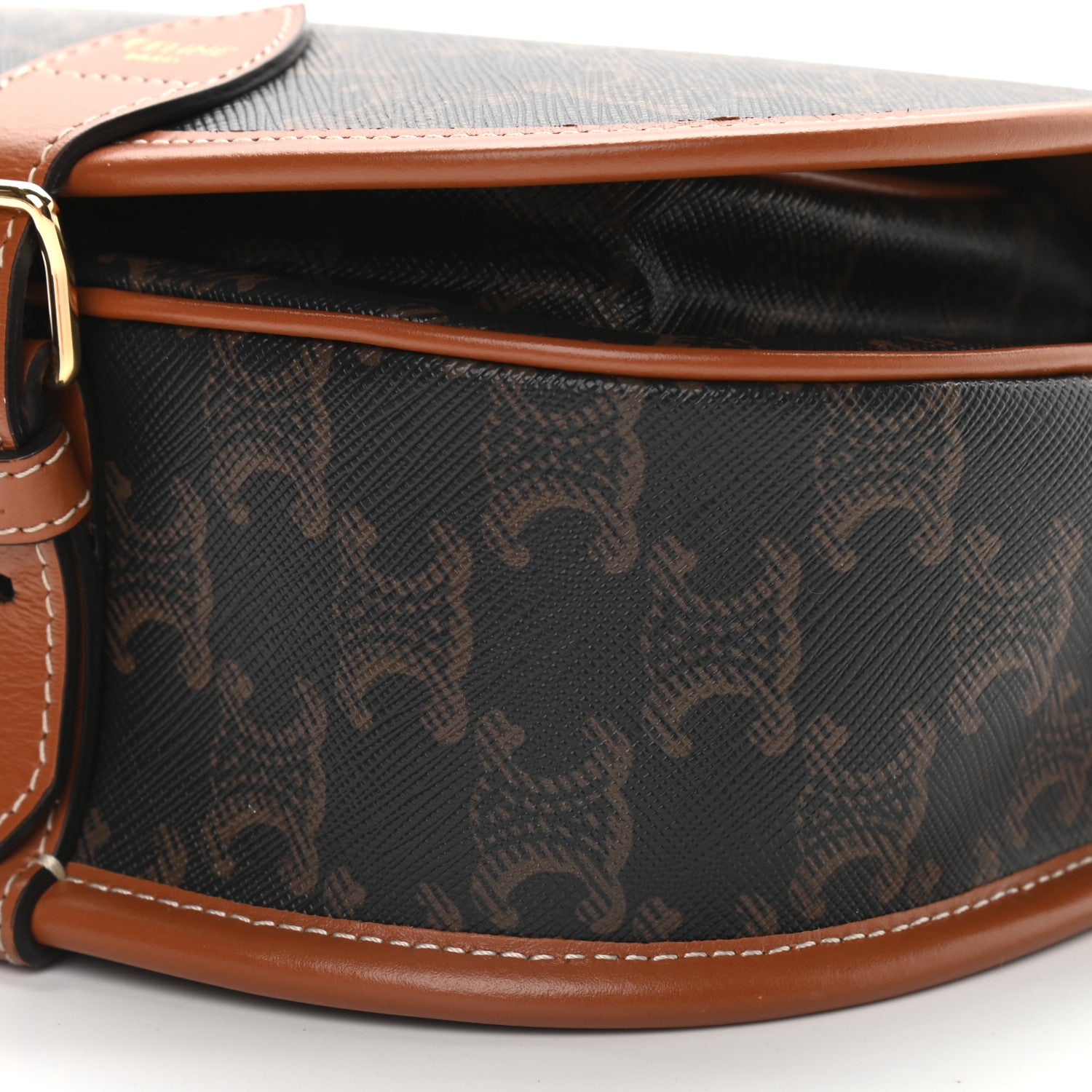 Celine Triomphe Canvas Medium Folco Bag Tan 7 of 7