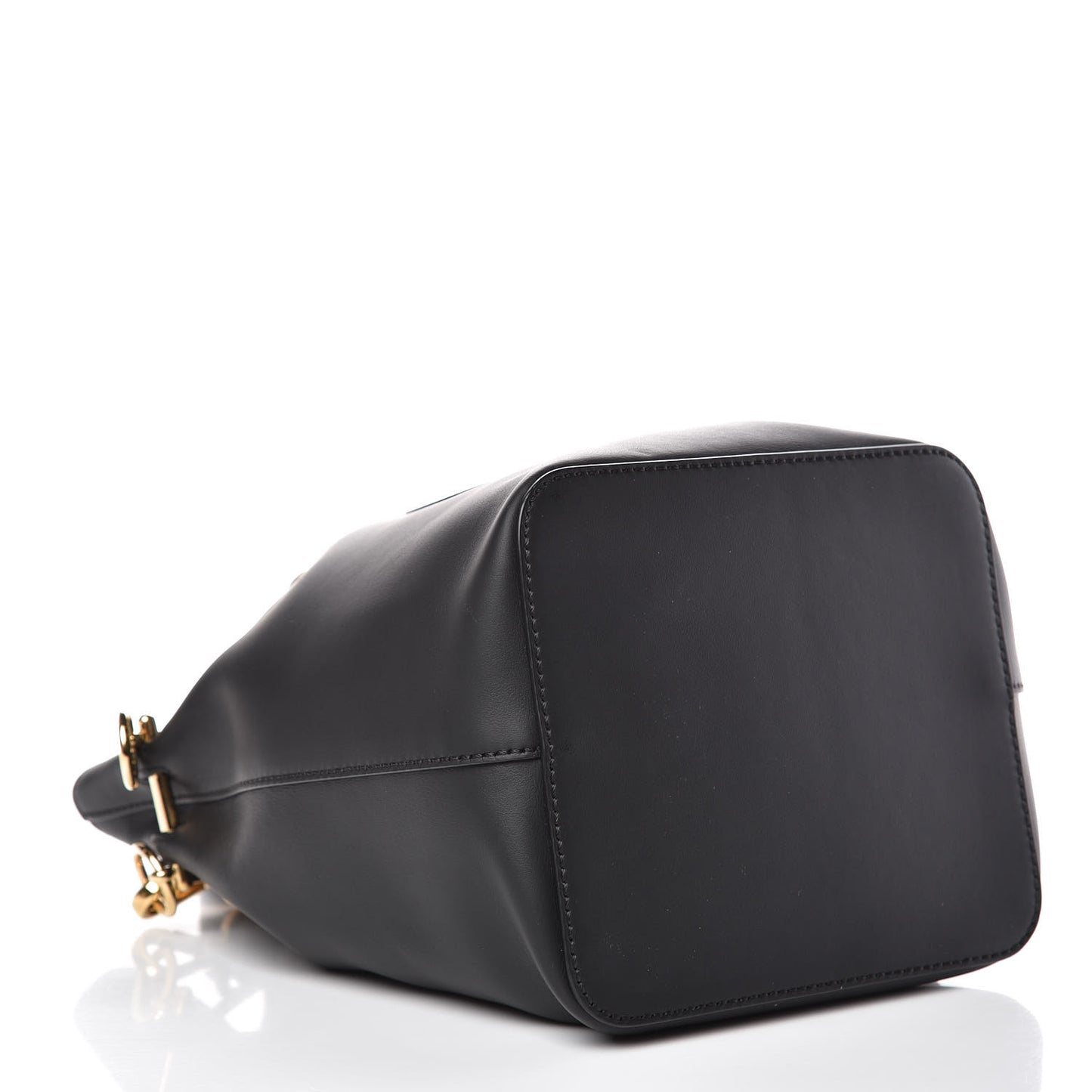 Vitello Century Matte F is Fendi Stamp Patch Bi-Color Grande Mon Tresor Bucket Bag Black Maya Fragola